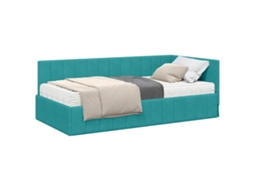 Conjunto de 2 Estruturas de Cama de Canto com Colchão Turquesa Veludo MAISON EXCLUSIVE (não especificado)