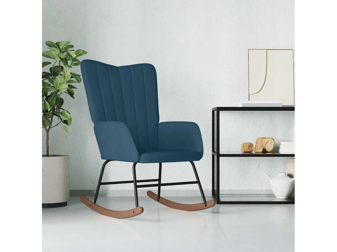 Vidaxl Cadeira De Baloiço Veludo Azul