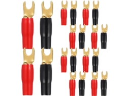 12 Pares De Conectores De Garfo Isolados Em Latão Preto E Vermelho Para Terminais.