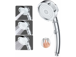 Chuveiro De Mão 3 Modos Alta Pressão Com Botão Stop, Abs + Inox, Universal