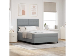 Vidaxl Cama Box Com Fitas Led Cinzento-claro 140 X 200 Cm Tecido