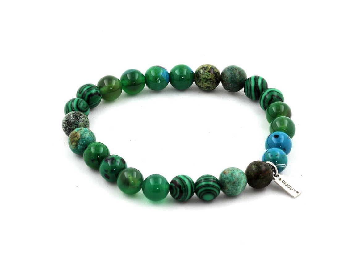 Pulseira De Crisocola Ágata Verde Turquesa Africana Malaquita 8 Mm Nostalgia88
