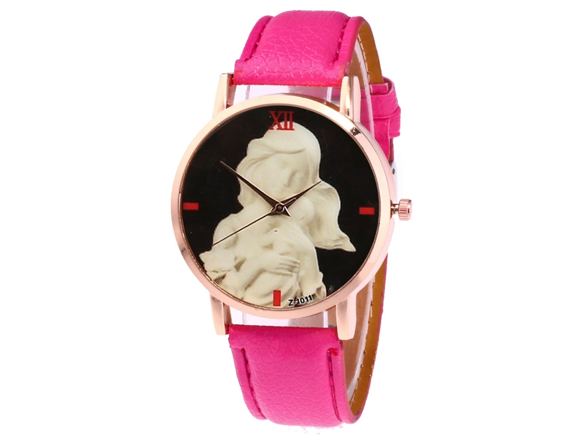 Reloj Unisex Niños Niñas Correa Cuero Pu Casual De Moda Rojo Rosa