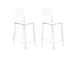 Conjunto De 2 Bancos De Bar Beliani Wellington Ii De Policarbonato Transparente 41x48x99