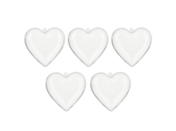 Laxiscreed Conjunto De 5 Bolas De Plástico Transparentes Em Forma De Coração Para Decoração De Natal