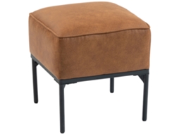 Banco Estofado Pu Pés Aço Assento Acolchoado Estilo Moderno 40x40x46 Cm Castanho
