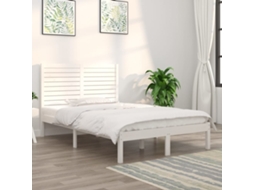 Vidaxl Estrutura De Cama 140x190 Cm Madeira Maciça Branco
