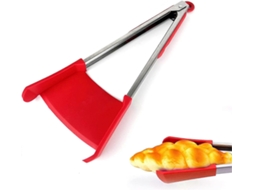 Pinça Espátula de Silicone 2 em 1 para Cozinha, Resistente Ao Calor e Antiaderente, Alimentar 9 Polegadas Rojo (vermelha 9 Polegadas)
