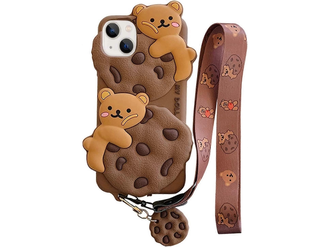 Capas Kawaii Para Iphone Xr, Capa Fofa De Urso De Desenho Animado Com Chaveiro E Cordão, Capa 3d De Silicone Macio Para Iphone Xr Resistente A Impacto