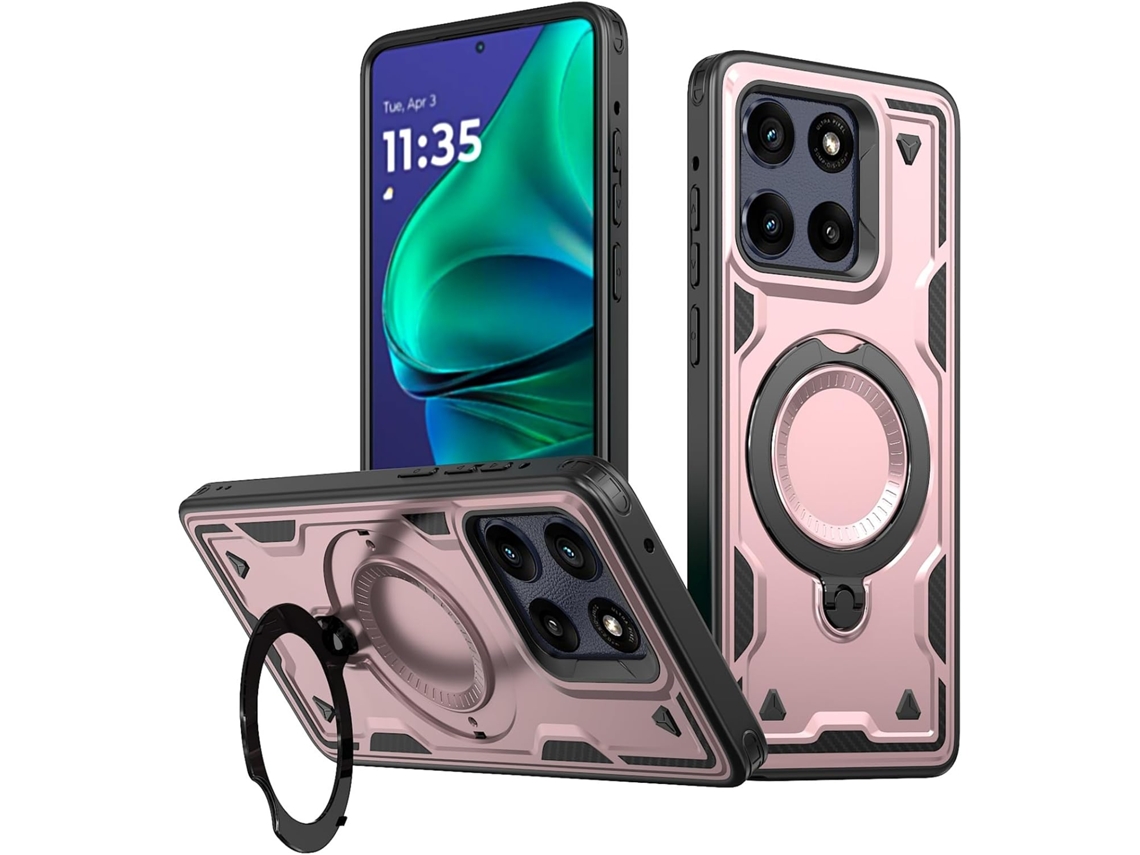 Capa Para Moto Edge 60 5g, Inclui Suporte, Resistente A Impactos Pink Panoona