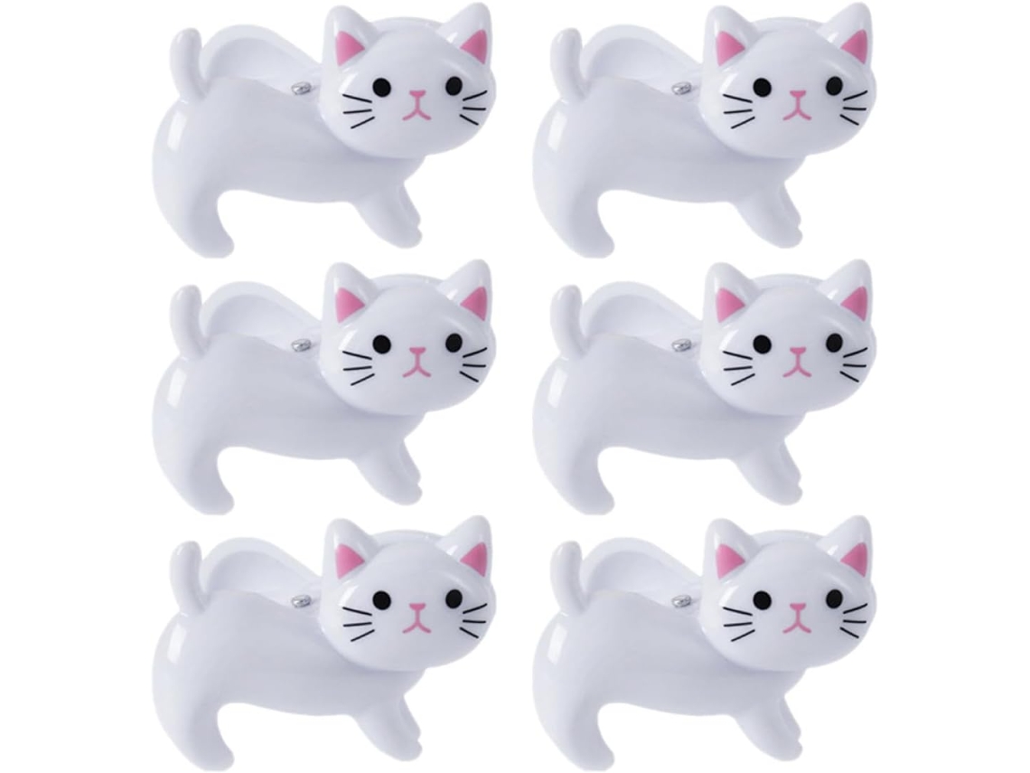 Prendedores De Roupa Amosfun Em Formato Gato, 6 Peças, Ferro Branco, À Prova De Vento, Leves E Versáteis Para Colchas