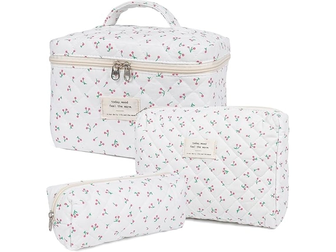 Bolsa Maquilhagem Bolsa Maquilhagem Acolchoada Grande Floral para Mulheres Conjunto Bolsas Maquilhagem Algodão Bolsa DREAM5
