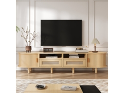 Suporte Tv Madeira 2 Gavetas Vime, 2 Portas Correr, Até 70".-zz