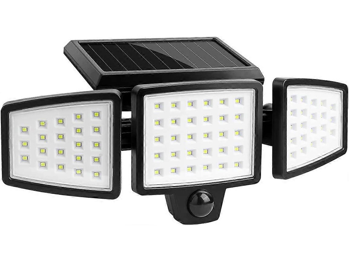 Luminária solar externa, 74 LEDs, sensor de movimento, 1000 lúmens, 6500K, rotação de 360 graus. Brilvibera