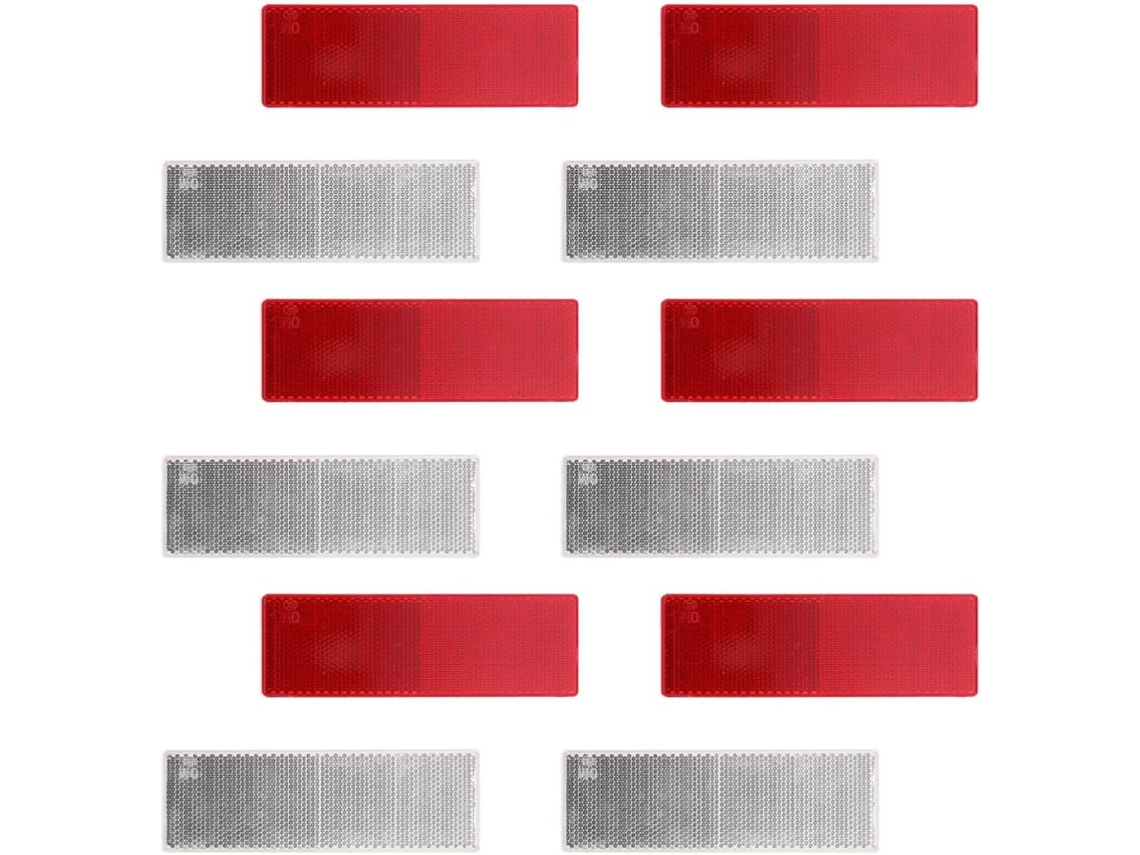 Operitacx 12-adesivos Automotivos Refletivos De Plástico Vermelho E Branco, 12 Peças, Adesivos Fáceis De Aplicar E