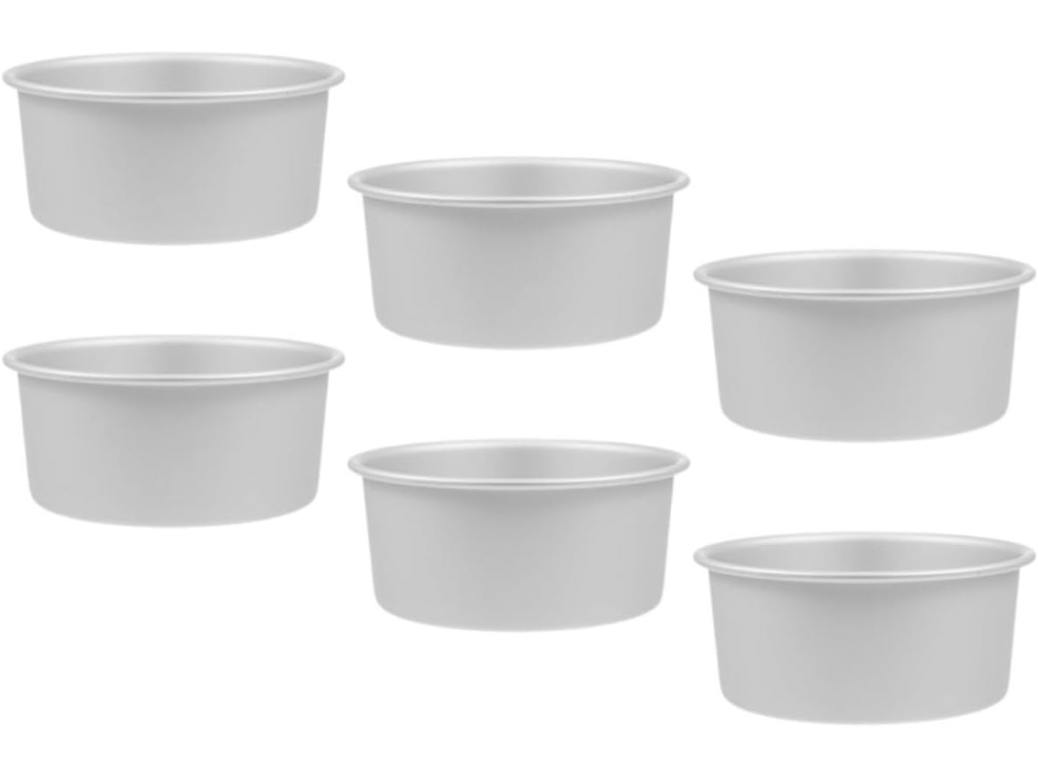 Doitool 6 Formas Redondas De Liga De Alumínio Para Bolos Com Base Fixa