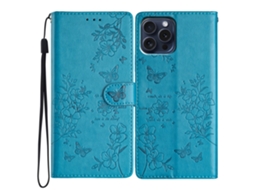 Capa Para Iphone 13 Pro Pele Sintética Azul