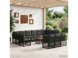 Vidaxl Conjunto De Sofás Para Exterior 14 Pcs Preto E Cinza Escuro