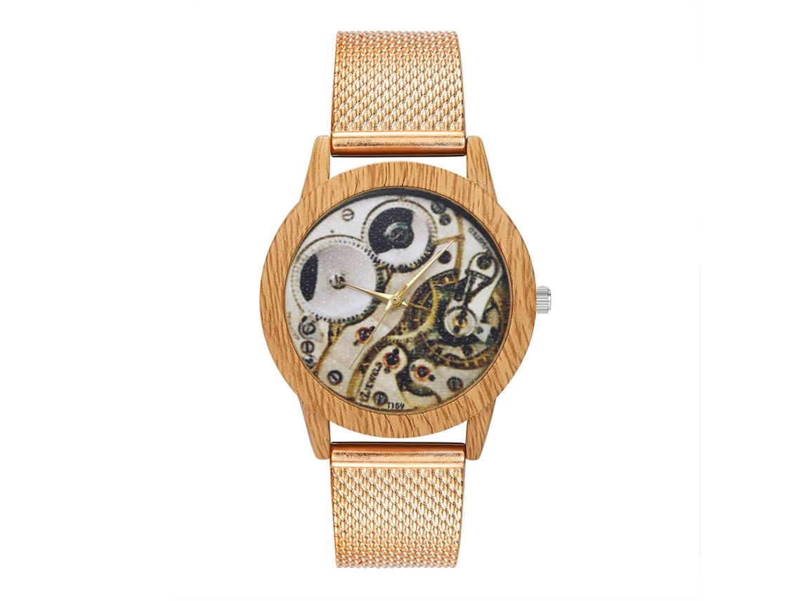 Relógio de pulso Zhoulianfa T159-f em ouro rosa para homens e mulheres com movimento de quartzo.