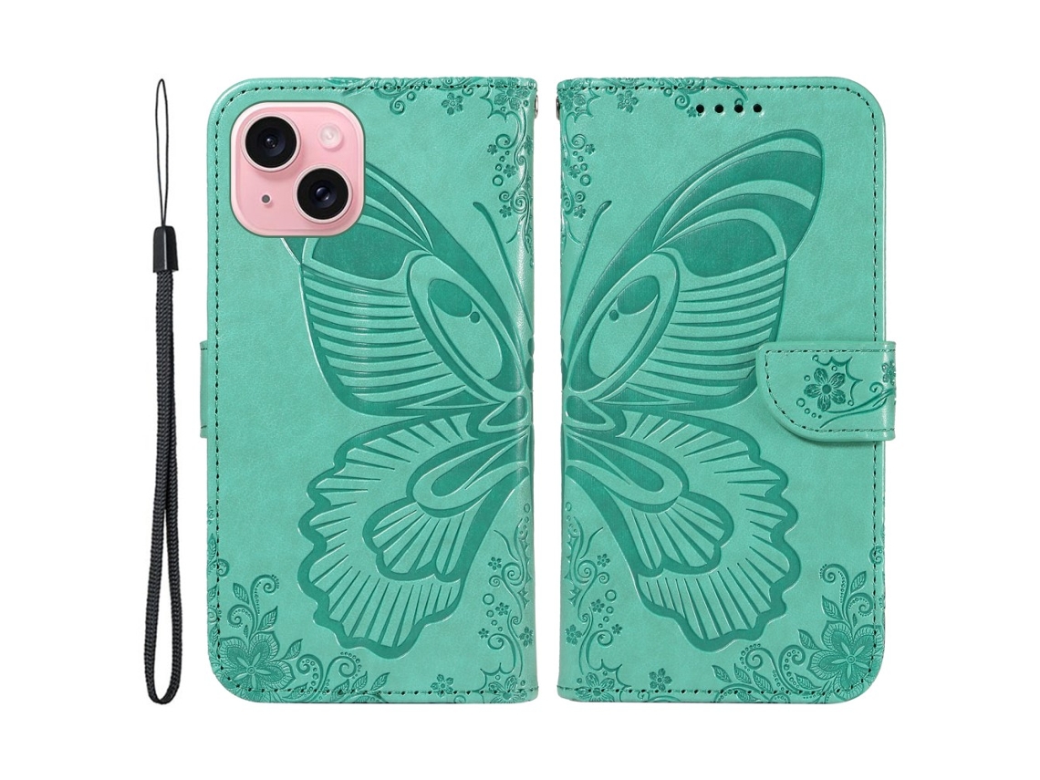 Capa Para Iphone 15 Pele Sintética Verde
