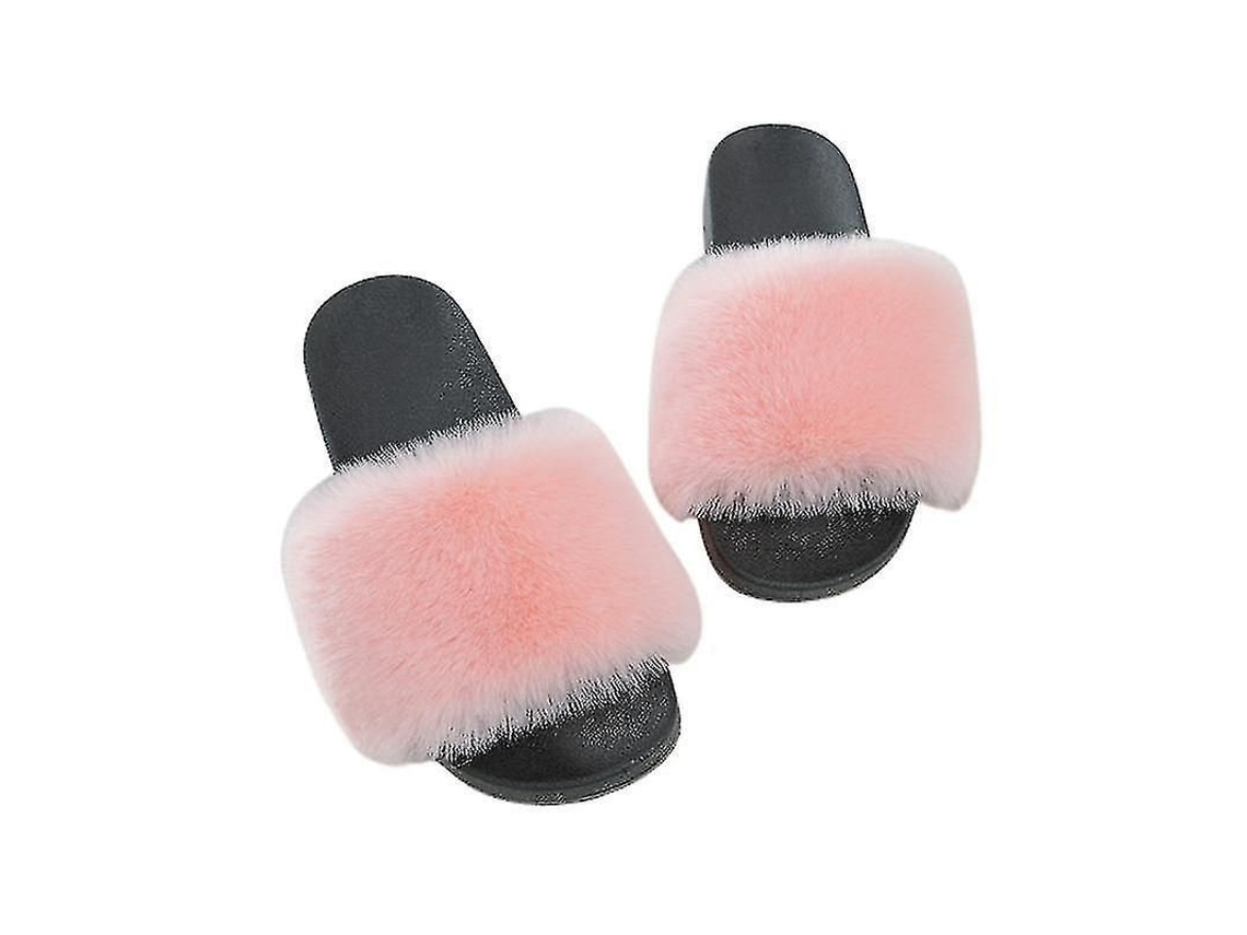 Chinelos de Pelo Aberto Antiderrapantes para Mulheres e Meninas Rosa Claro