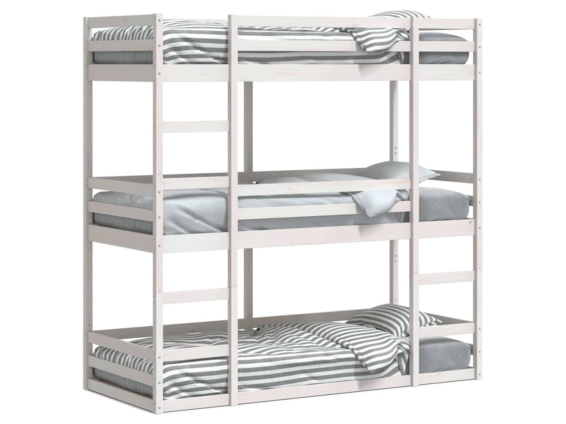 Beliche Triplo Madeira de Pinho Maciça Branco MAISON EXCLUSIVE (90x190 cm)