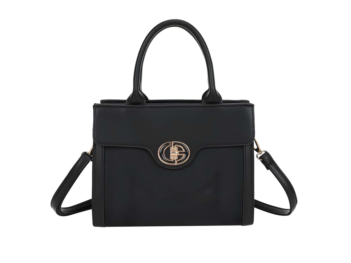 Bolsa Feminina Vionna Bicolor Com Alças Rígidas E Fecho Giratório