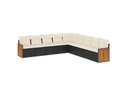 Conjunto de 9 Sofás para Jardim com Almofadões Vime Pe Preto MAISON EXCLUSIVE (9 pcs)