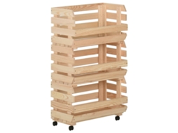 Vegetable Trolley, Vegetable Trolleys Vidaxl Marrom Madeira De Pinho (37 X 30 X 80 Cm)