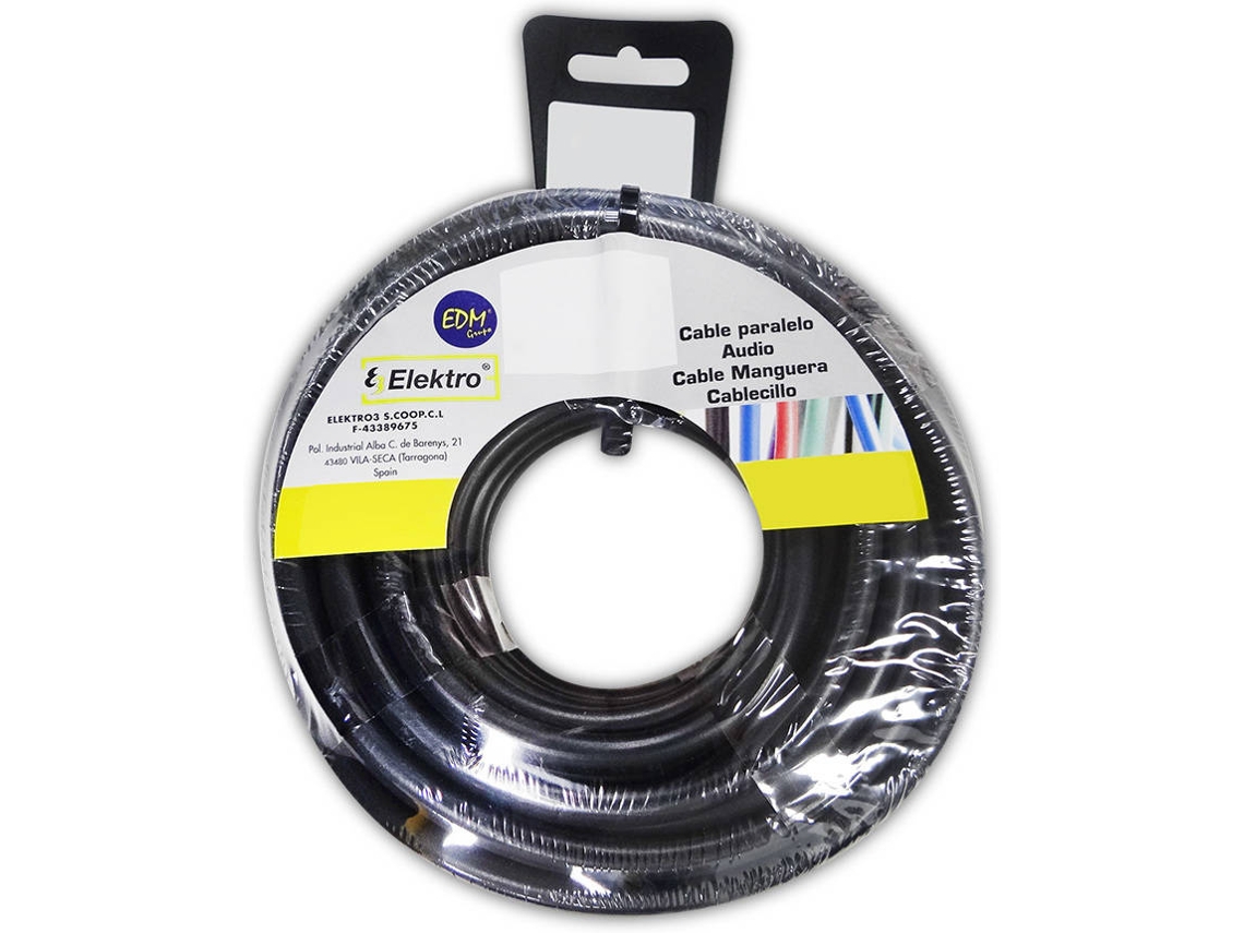Rolo De Cabo EDM Flexível 6 mm Preto 25  mts  Livre Halógenos