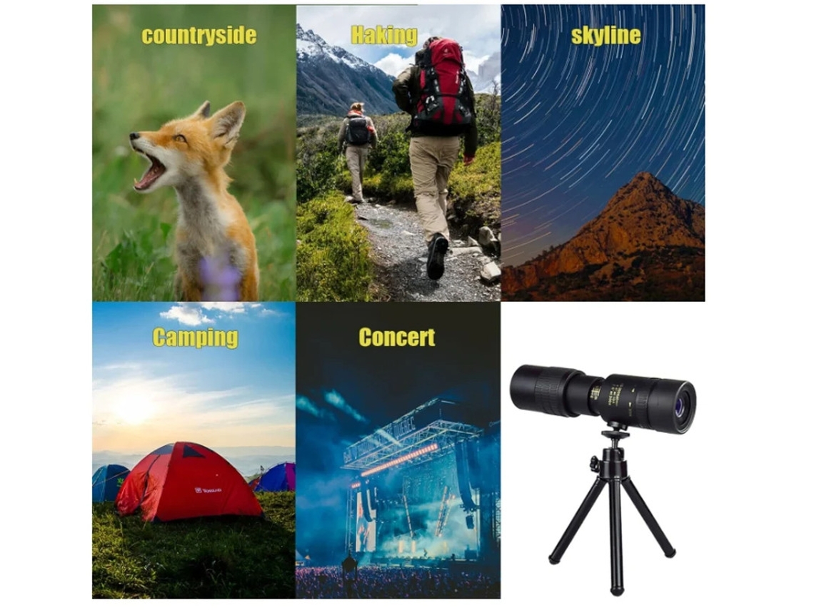 Telescópio Monocular 300x40 Para Adultos Com Zoom De Alta Potência Telescópio Monocular Compacto Para Smartphone Preto Bestvite