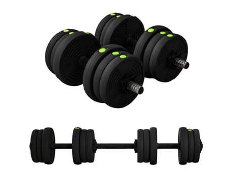 Conjunto de Discos Aço Plástico Cor Preto e Verde 105X20X20 Cm SPORTNOW