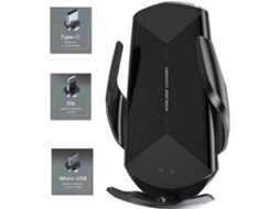 Carregador Car Charging Magic Clip Phone Holder Wireless Indução Infravermelho Inteligente YIZHOOD Magnética Preto