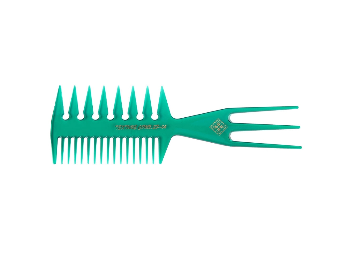 2026 - Pente de cabelo de três lados com dentes longos para uso doméstico e para mulheres com estilo clássico de cabelo com óleo (verde)