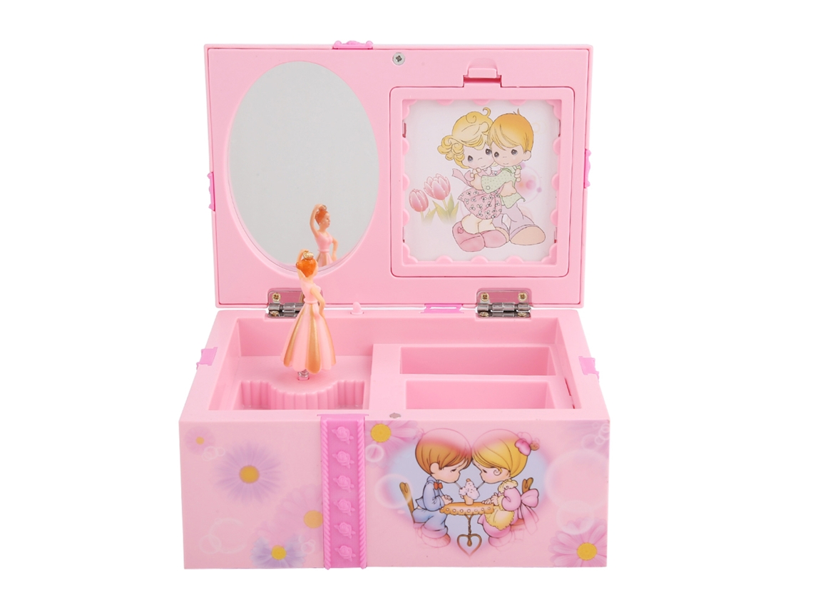 Caixa de joias musical rosa de plástico com princesa dançante AQUAFORGE