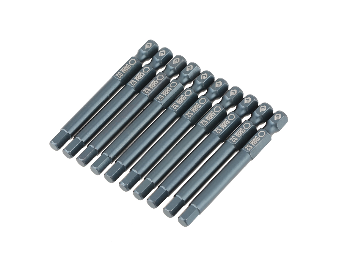 Conjunto De 10 Brocas De Parafusadeira De Cabeça Hexagonal, 1/4 Polegada, 65mm, Aço Liga S2, H6.3*65mm*h5