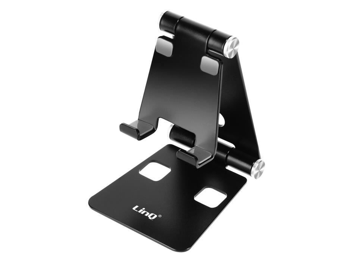 Suporte De Mesa Dobrável Linq Mini Preto Para Smartphone, Ultracompacto.
