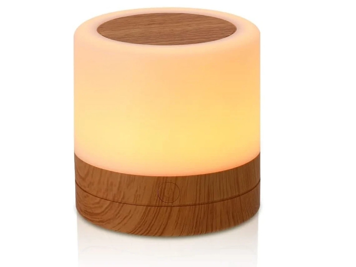 Novo Toque Desktop Controle Remoto Led Sete Cores Criativo Grão De Madeira Carregamento Luz Noturna Batendo Palmas 3w Amarelo Bestvite