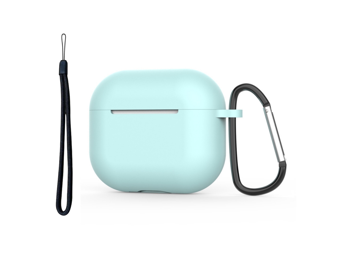 Capa Zruxe Para Airpods 3 Silicone Azul (breloc Carabina E Cordão, Carregamento Sem Fios)