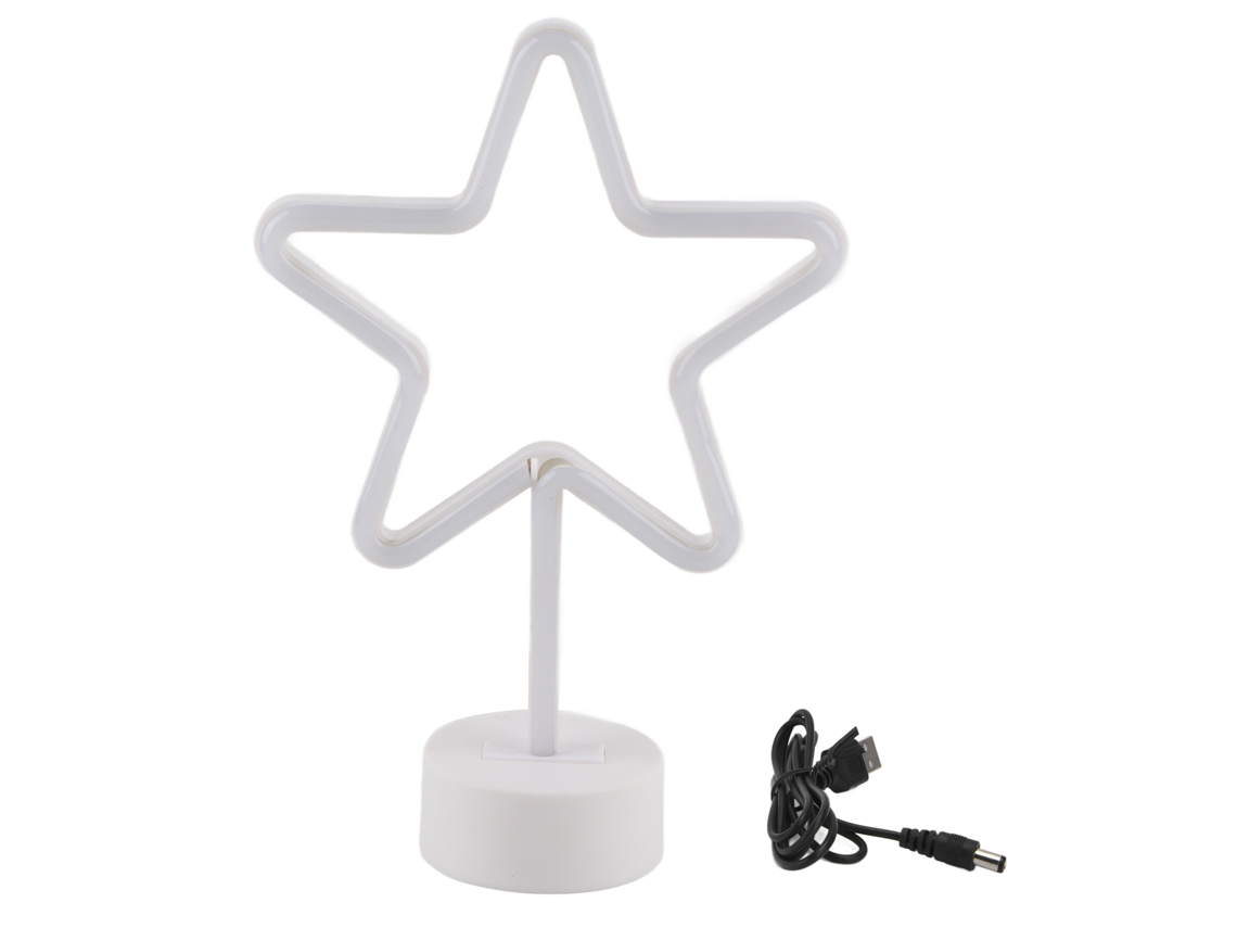 Lâmpada de Mesa Led Estrela Usb, Luz Quente, Neon, Decorativa, Quarto, Bar, Festa
