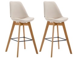 Conjunto de 2 bancos de bar em tecido Metz creme/natura CLP