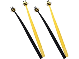 Conjunto De 4 Canetas Silicone Kallory Em Formato Abelha, Ponta Gel