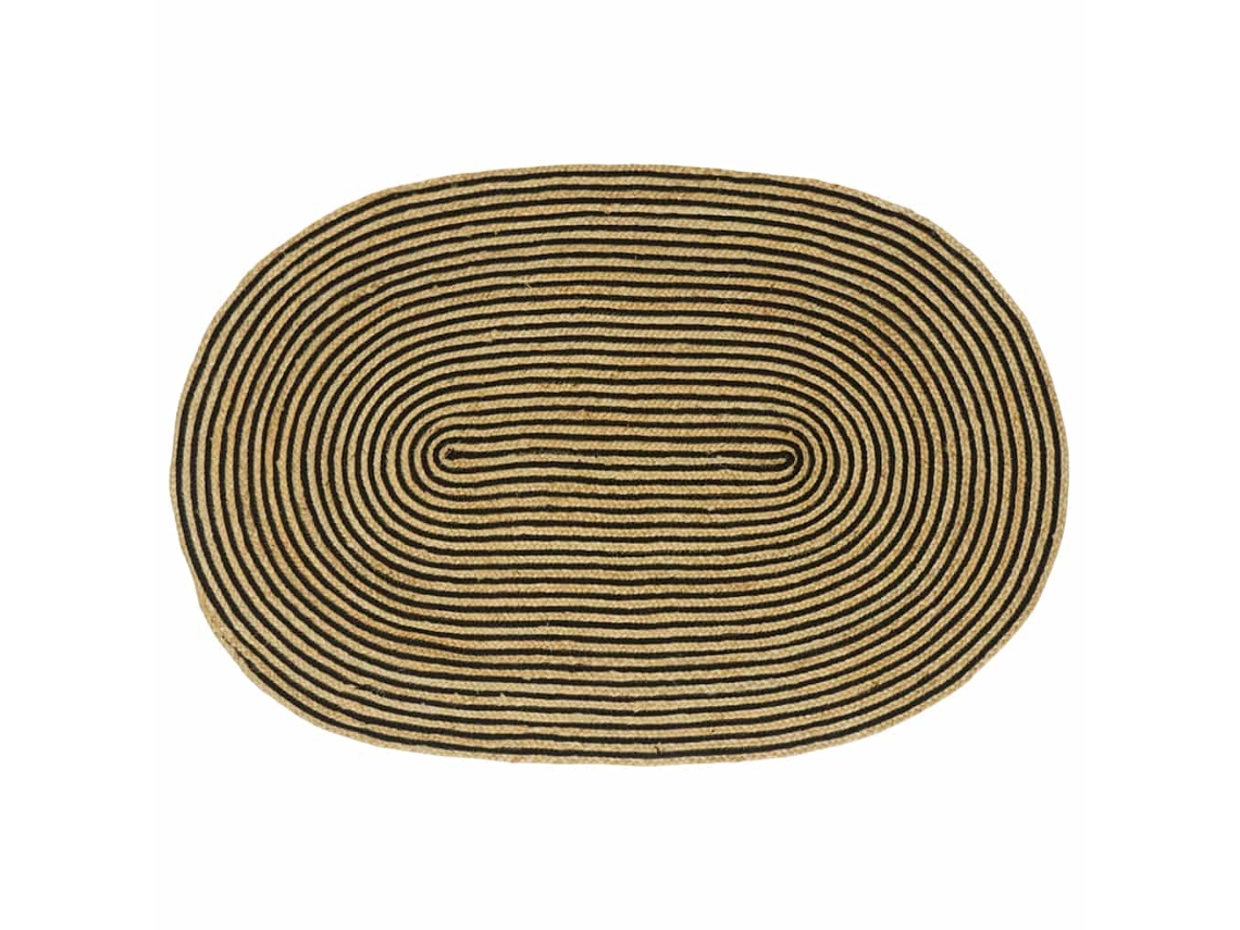 Vidaxl Tapete De Área Natural E Preto 122 X 183 Cm Juta