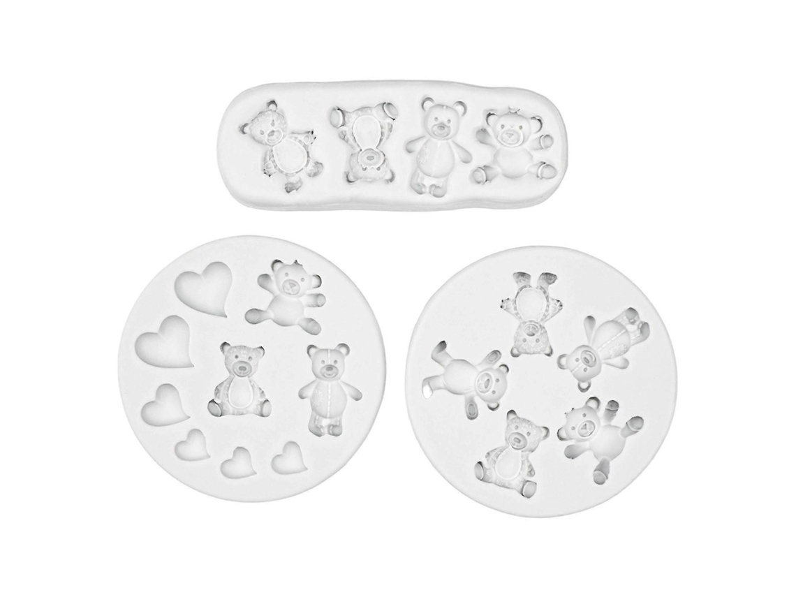 Conjunto De 3 Moldes De Silicone Multifuncionais Em Formato De Urso, Cinza, Fáceis De Desenformar, Perfeitos Para Fazer Sobremesas Artesanais E Ocasiõ