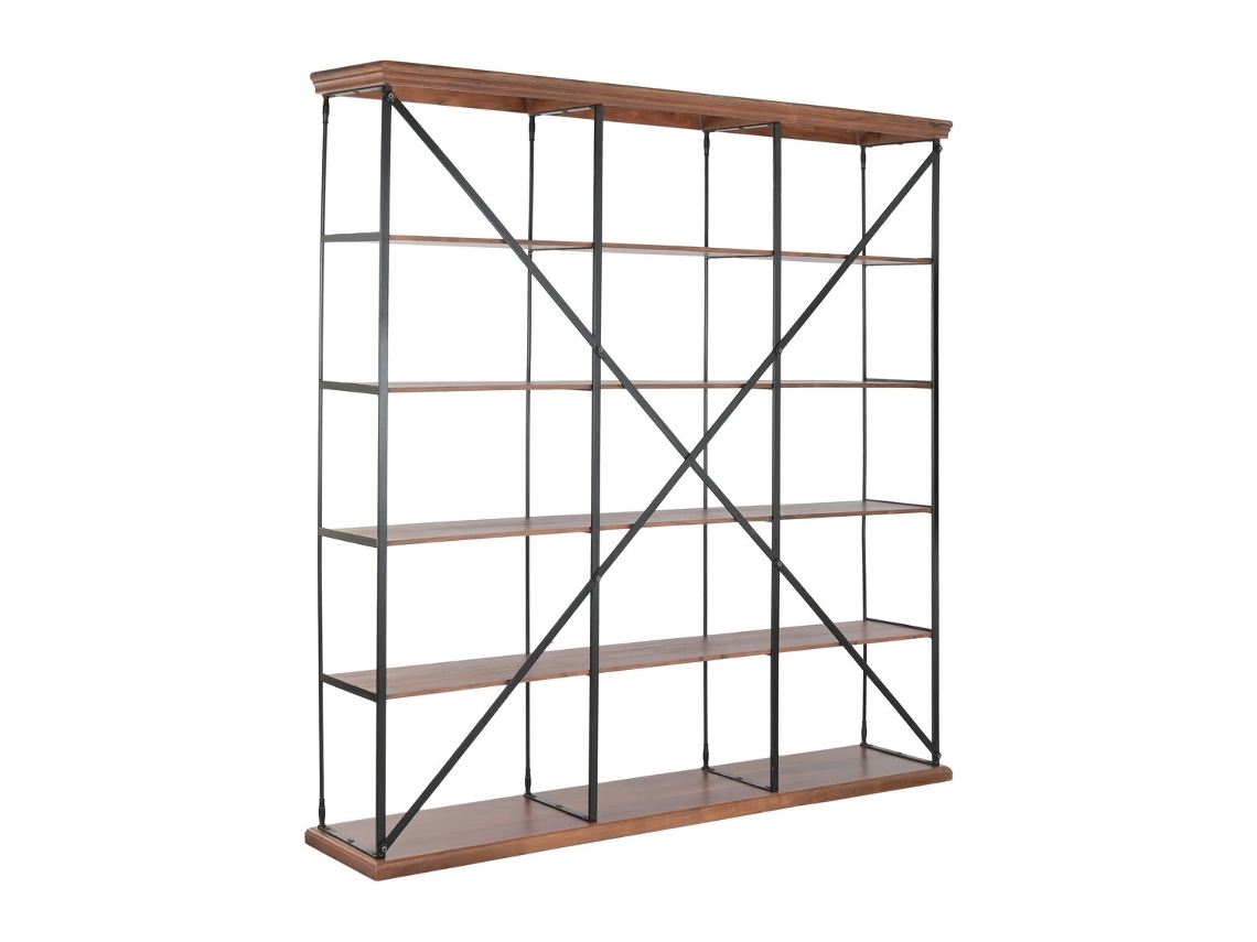 Prateleira de Metal Preto com Madeira Sheesham 213x43x220cm ALEXANDRA HOUSE LIVING