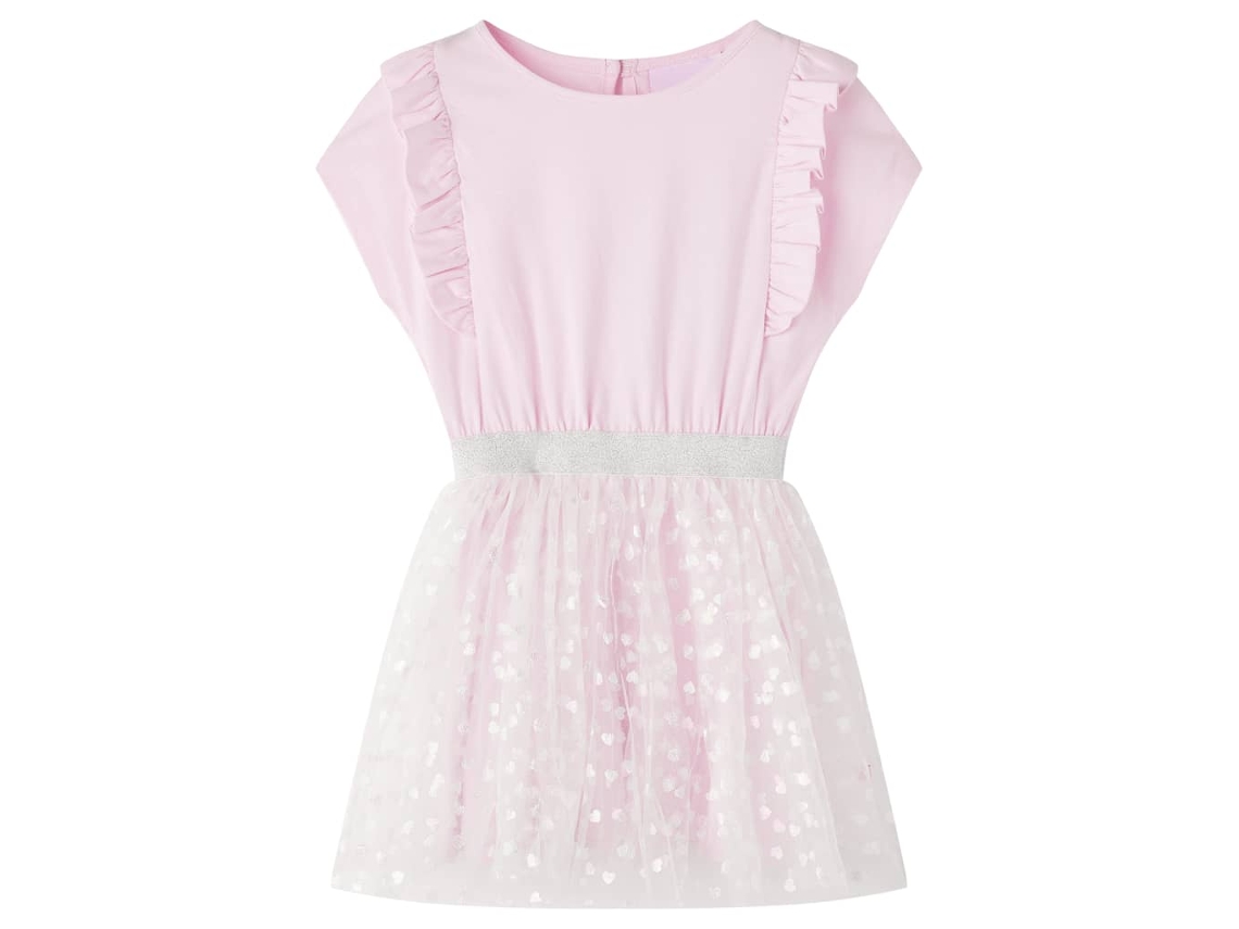 Vestido De Criança Com Folhos Rosa-claro 104