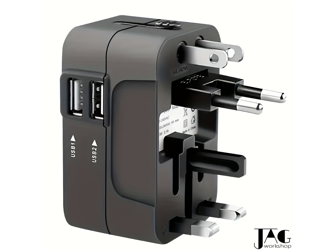 Adaptador universal de viagem AQUAFORGE, com tomadas UE, EUA, Reino Unido, Austrália