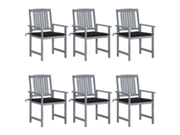 Vidaxl Cadeiras De Jardim C/ Almofadões 6 Pcs Acácia Maciça Cinzento