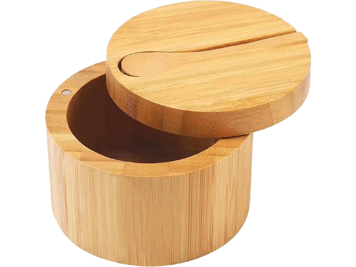 Conjunto De Presente Para Cozinha Em Madeira, Com Caixa Para Sal E Pote Para Temperos.
