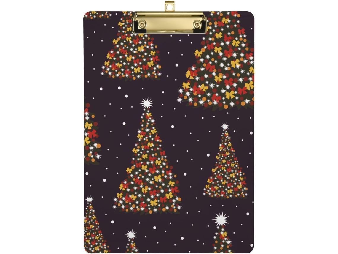 Prancheta Transparente com Estampa de Árvore Natal para Cardápio Natal, Ideal Restaurantes, Tamanho Ofício e T